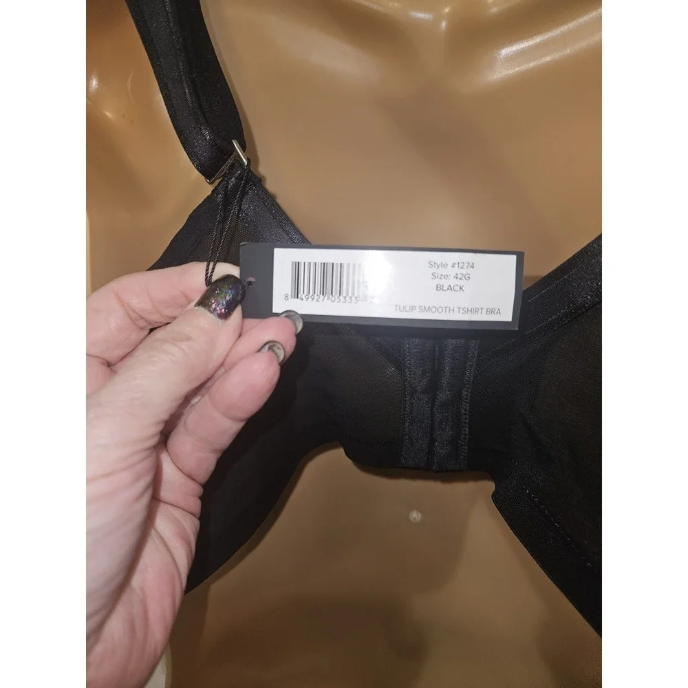 CURVY COUTURE BLACK TULIP SMOOTH CONVERTIBLE T-SHIRT BRA‎ SIZE US 42G